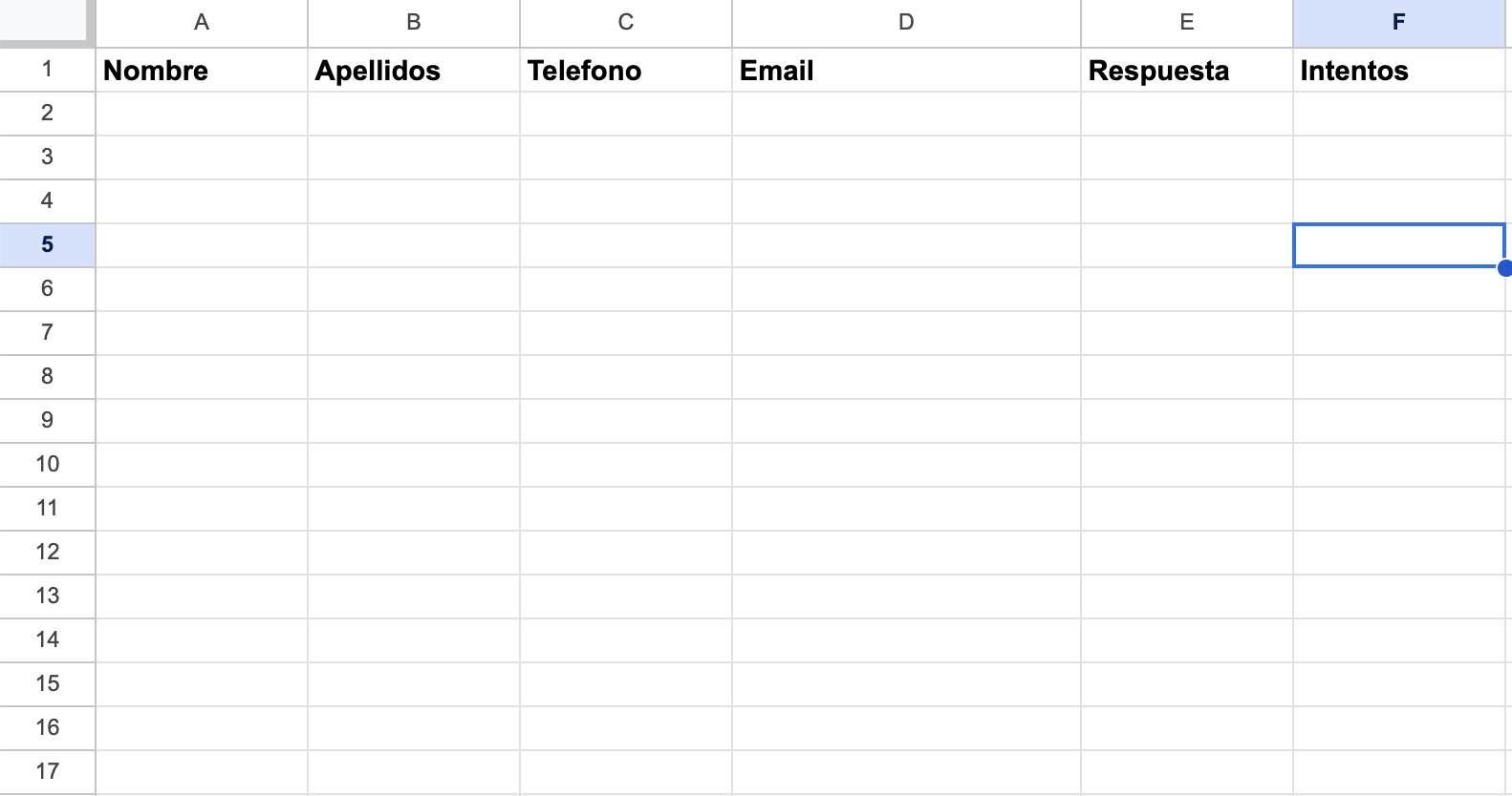 Base de datos en Excel